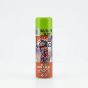 Bote de laca de color para el pelo verde claro marca La Fiesta con acabado uniforme y fácil de lavar.