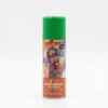 Bote de spray de color verde para el pelo marca Fiesta, laca capilar temporal y lavable con tapa verde sobre fondo blanco.
