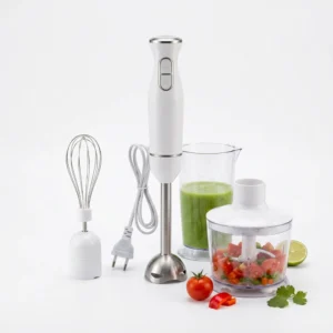 Batidora de mano 4 en 1 Extrahouse de 400W con accesorios de picadora, varillas y vaso medidor.