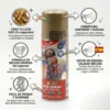 Infografía detallada del spray de color oro: secado rápido, cobertura máxima, fácil de peinar y fabricado en España.