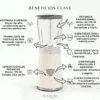Infografía de beneficios de la licuadora Vita-Blend: motor de alto rendimiento, tecnología de cuchillas pro y diseño compacto para cocina.
