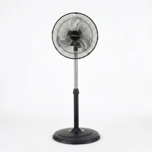Ventilador de pie potente y silencioso DVTech modelo DV-ST16 con base redonda y altura ajustable para el hogar.