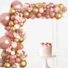 Globos Oro Rosa y Dorado – Pack 148 unidades con efecto metálico Pack de globos color oro rosa y dorado con diferentes tamaños y acabados metálicos sobre fondo blanco