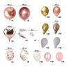 Detalles del pack de globos oro rosa y dorado con acabado premium Detalle de los globos oro rosa y dorado mostrando textura, brillo metálico y diferentes tamaños