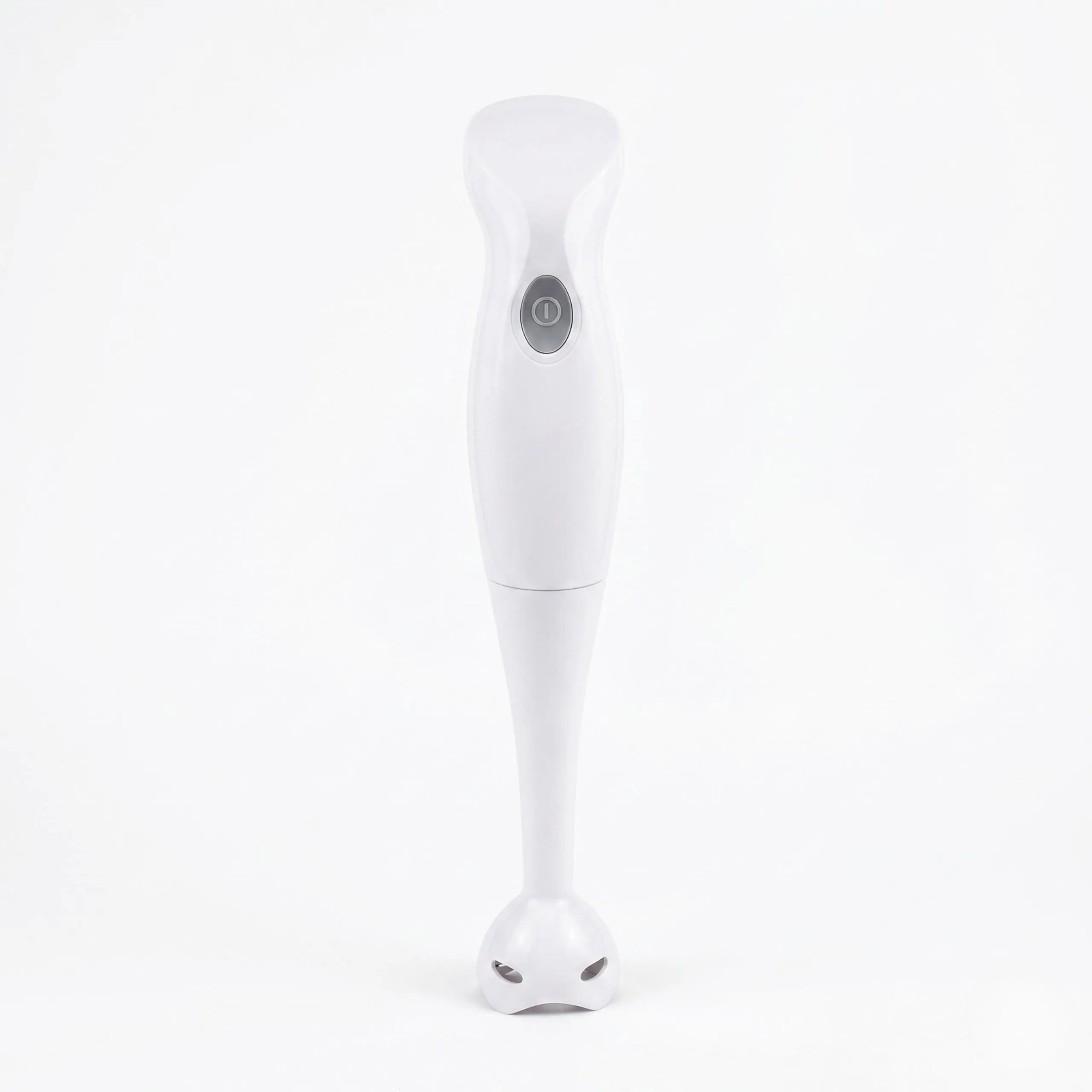 Batidora de mano blanca modelo HB02 de 200W con cuerpo ergonómico y cuchillas de acero inoxidable sobre fondo blanco.
