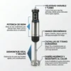 Detalles Técnicos Batidora AIGOKEN Infografía de batidora de mano detallando motor de 800W, cuchillas de titanio, control de velocidad variable y sistema de limpieza fácil.