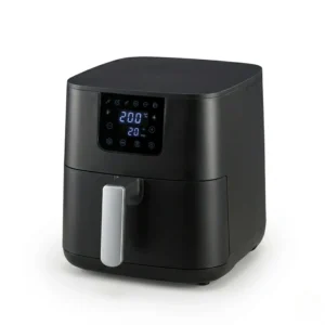 Freidora de aire digital Extrahouse de color negro mate con pantalla LED táctil y capacidad de 4.5 litros sobre fondo blanco.