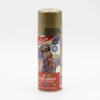 Bote de spray de color oro para pelo con etiqueta informativa, fabricado en España y dermatológicamente testado.