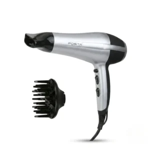 Secador de pelo profesional Posta de 2200W con boquilla concentradora y difusor para peinados versátiles.